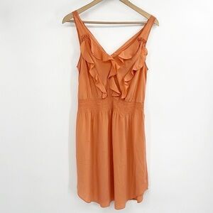 Rebecca Taylor Oh What A Night Silk Ruffle Dress size 4 Orange creamsicle